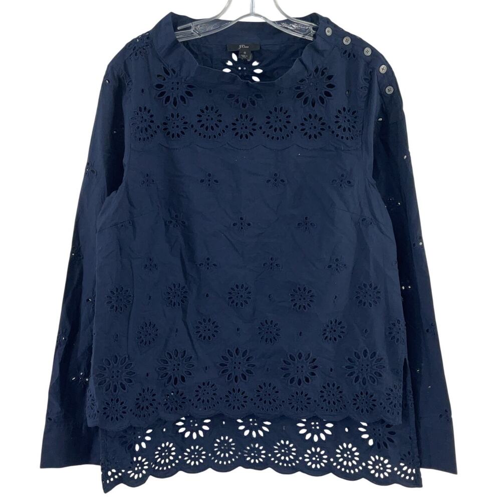 J. Crew Factory Navy Eyelet Button-Shoulder Button-Down Shirt
